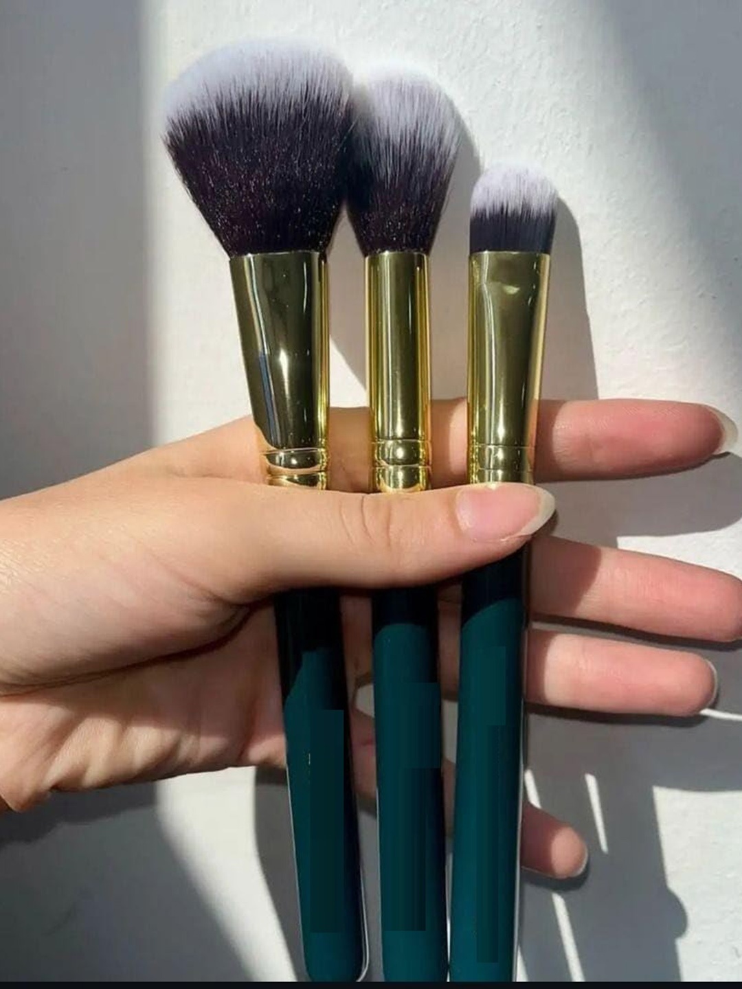 

Facejewel Set Of 3 Makeup Brush Set, Green