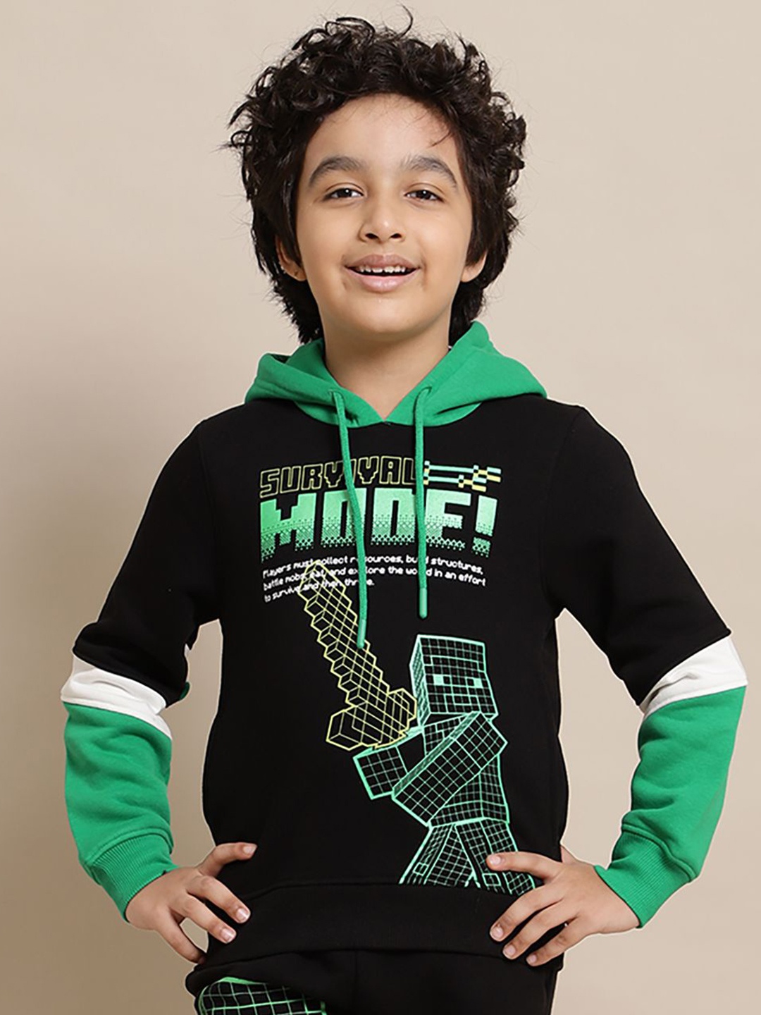 

Kids Ville Boys Minecraft Printed Cotton Regular Fit Pullover, Black