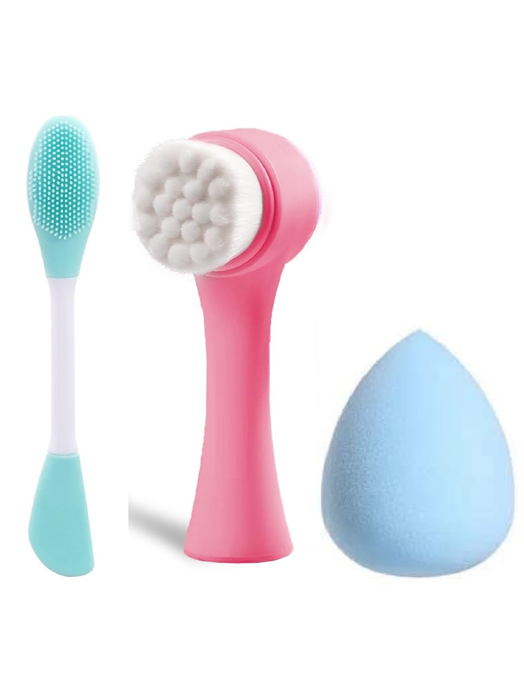 

Facejewel 2 In 1 Facial Cleansing Brush, Double Side Facial Brush With Puff, Pink