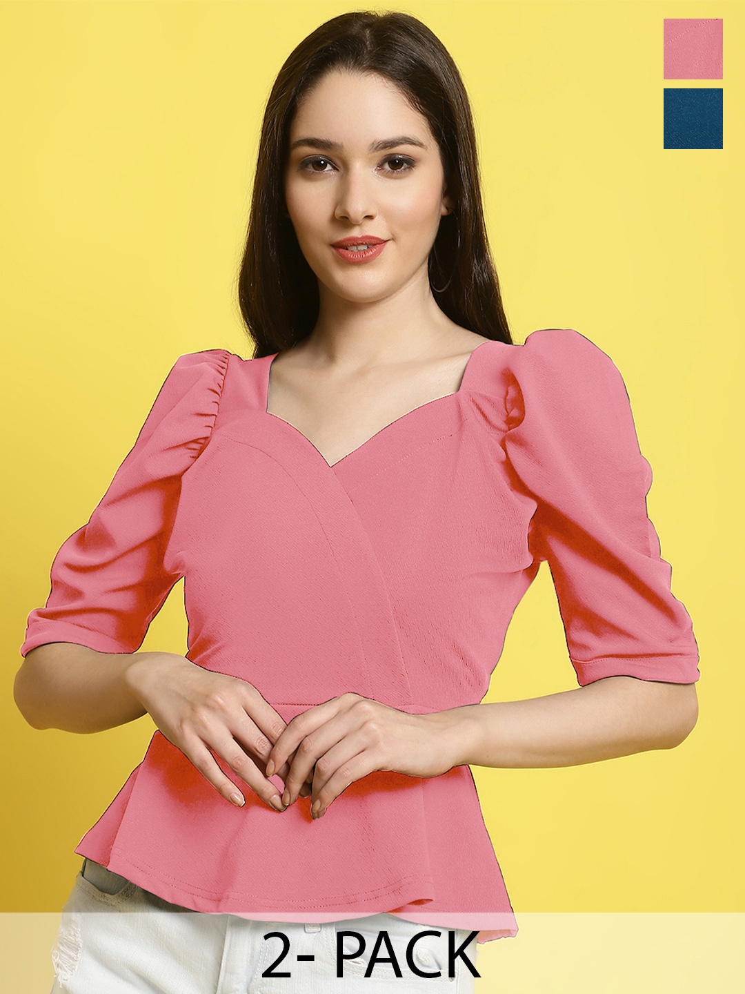 

Metronaut Women Sweetheart Neck Crop Top, Pink