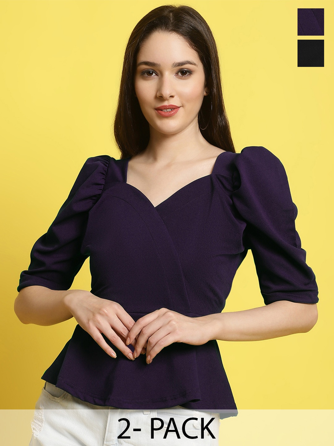 

Metronaut Women Sweetheart Neck Crop Top, Purple