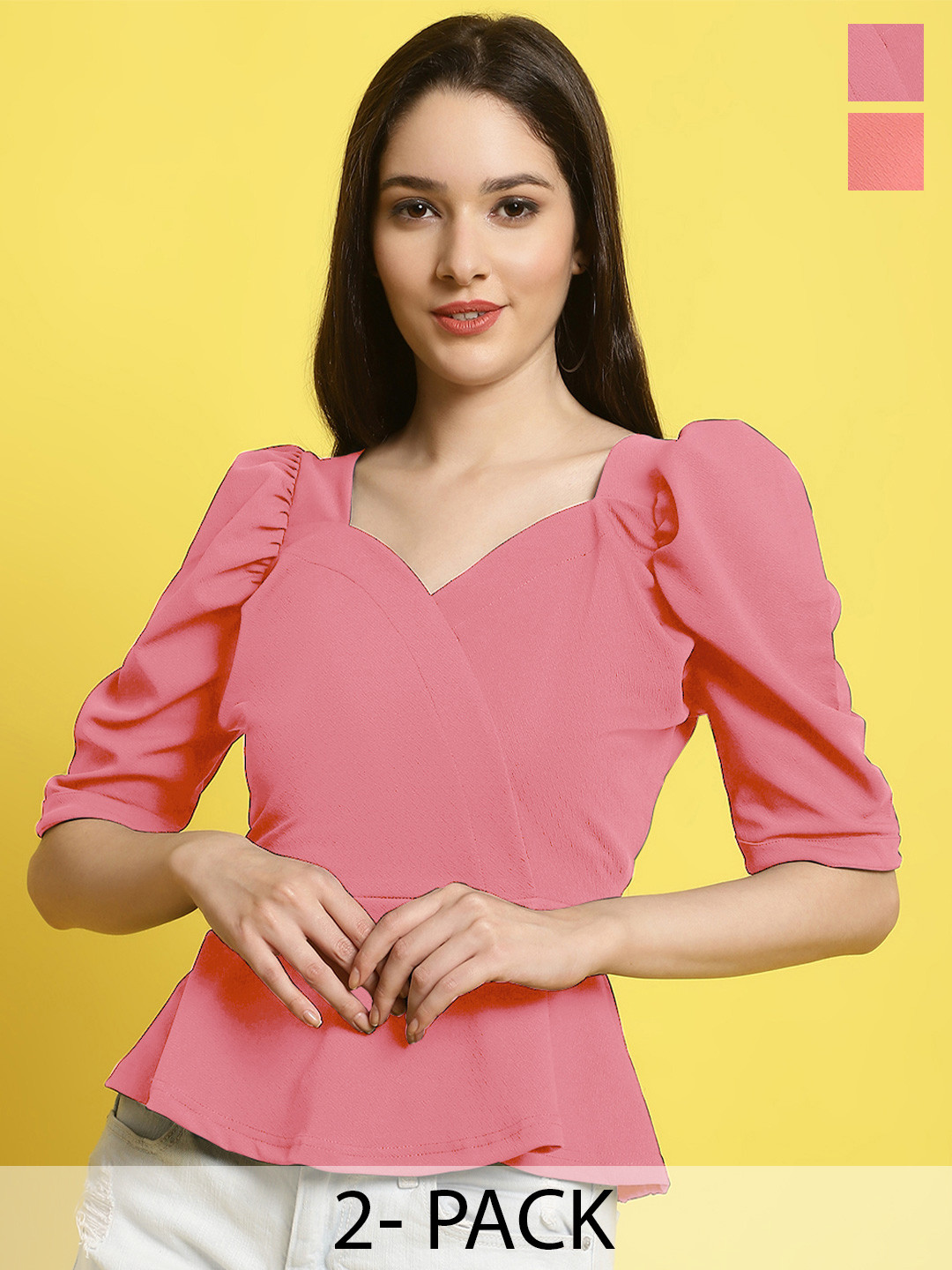 

Metronaut Women Sweetheart Neck Crop Top, Pink