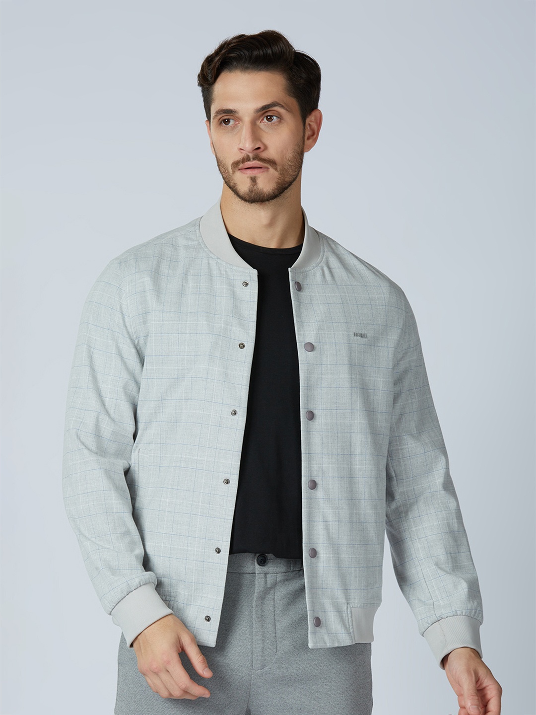 

ONEMILE Men Stand Collar Casual Bomber Jacket, Grey
