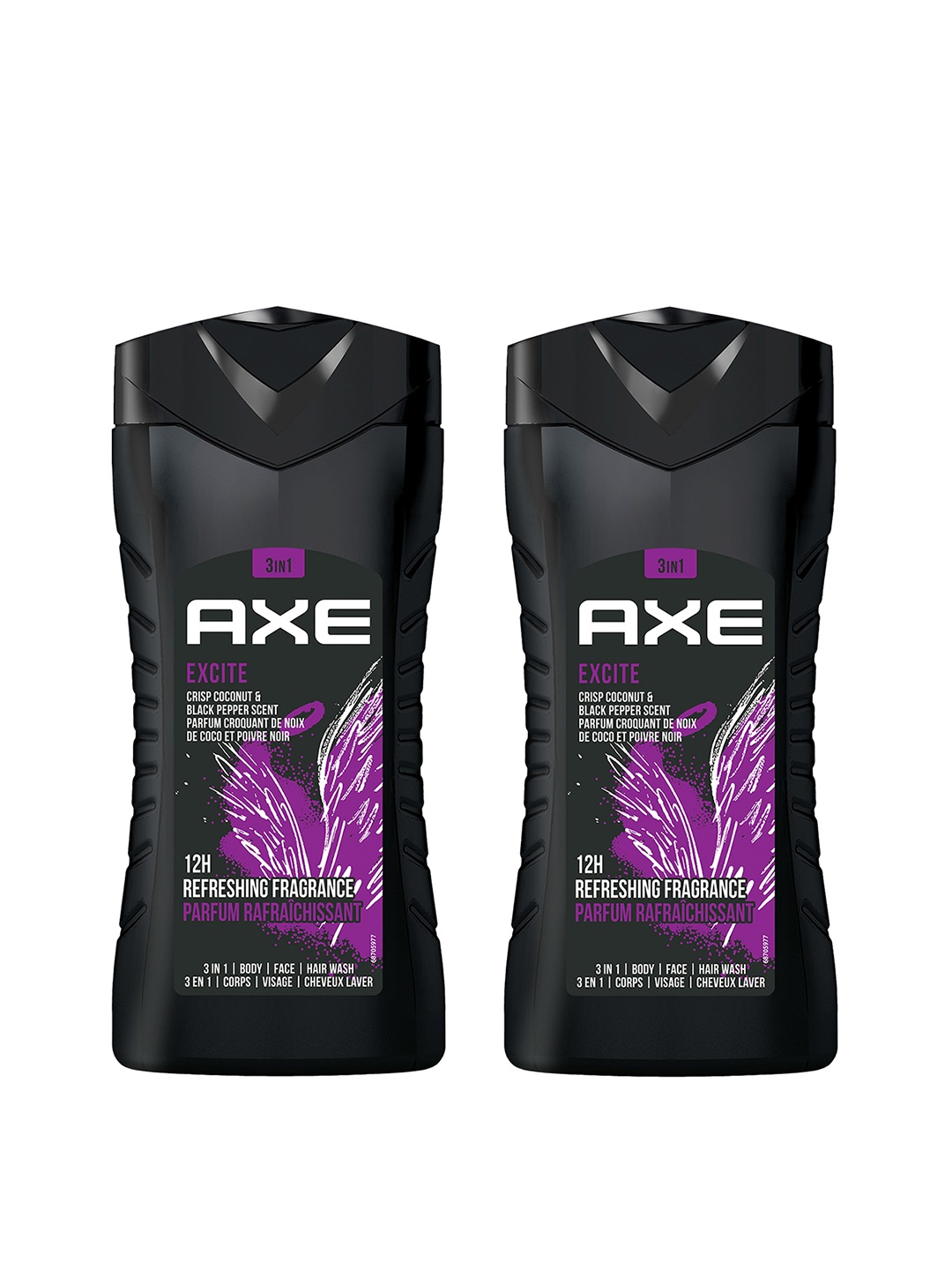 

AXE Men Set of 2 Excite 3-In-1 Body, Face & Hair Wash - 250ml each, Black