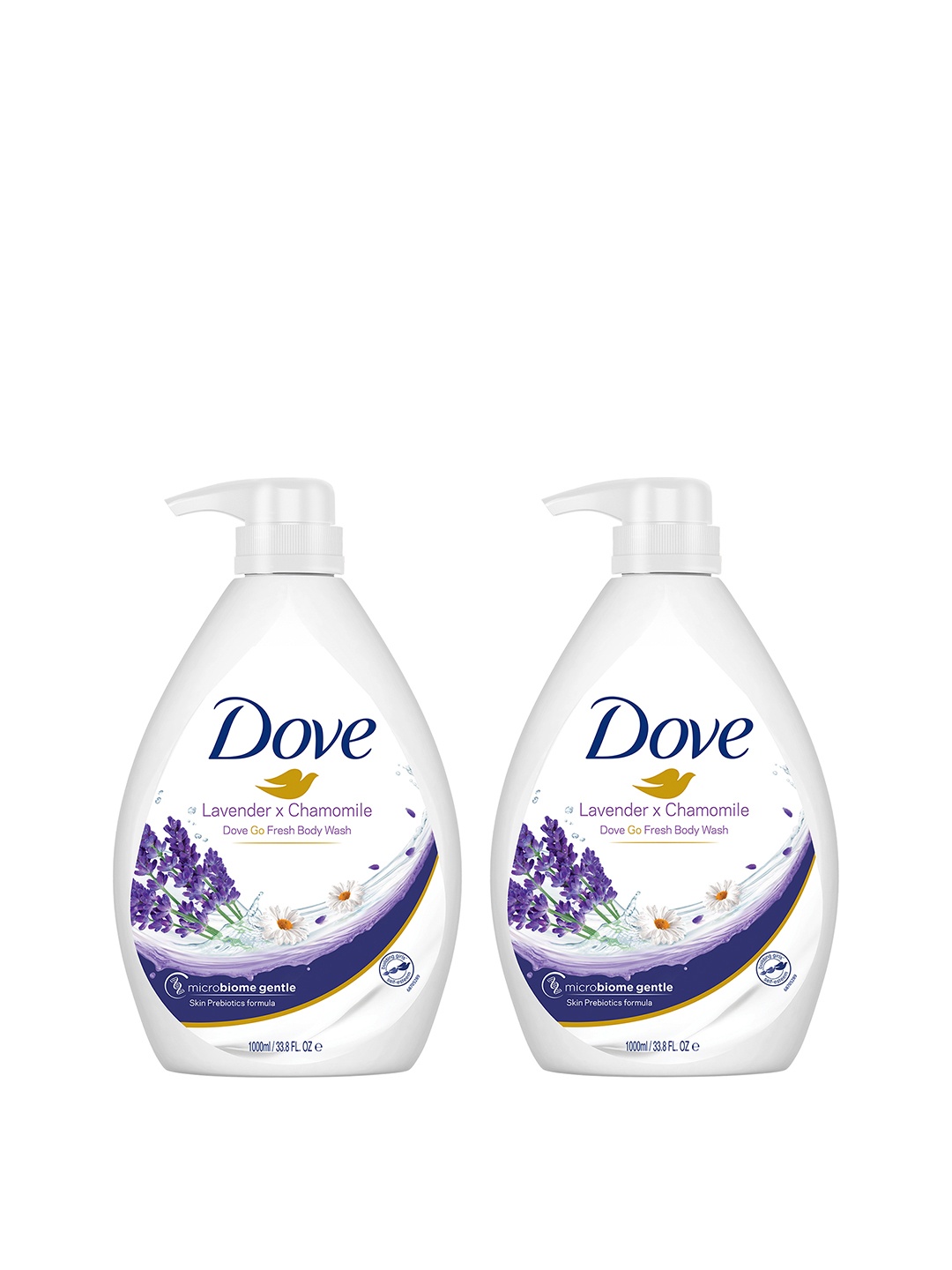 

Dove Set of 2 Lavender & Chamomile Go Fresh Microbiome Gentle Body Wash - 1L each, White