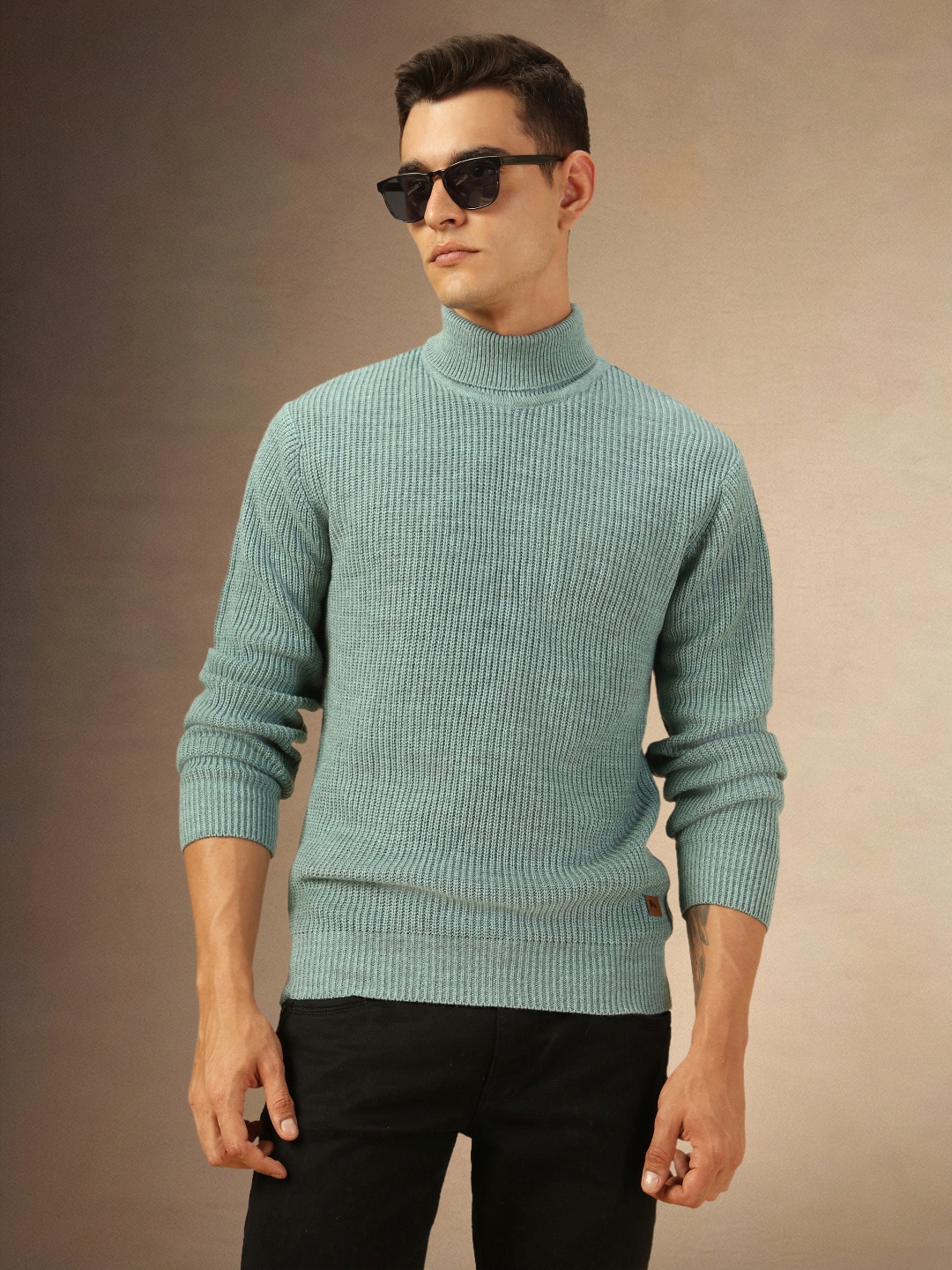 

Dennis Lingo Men Turtle Neck Pullover\, Green