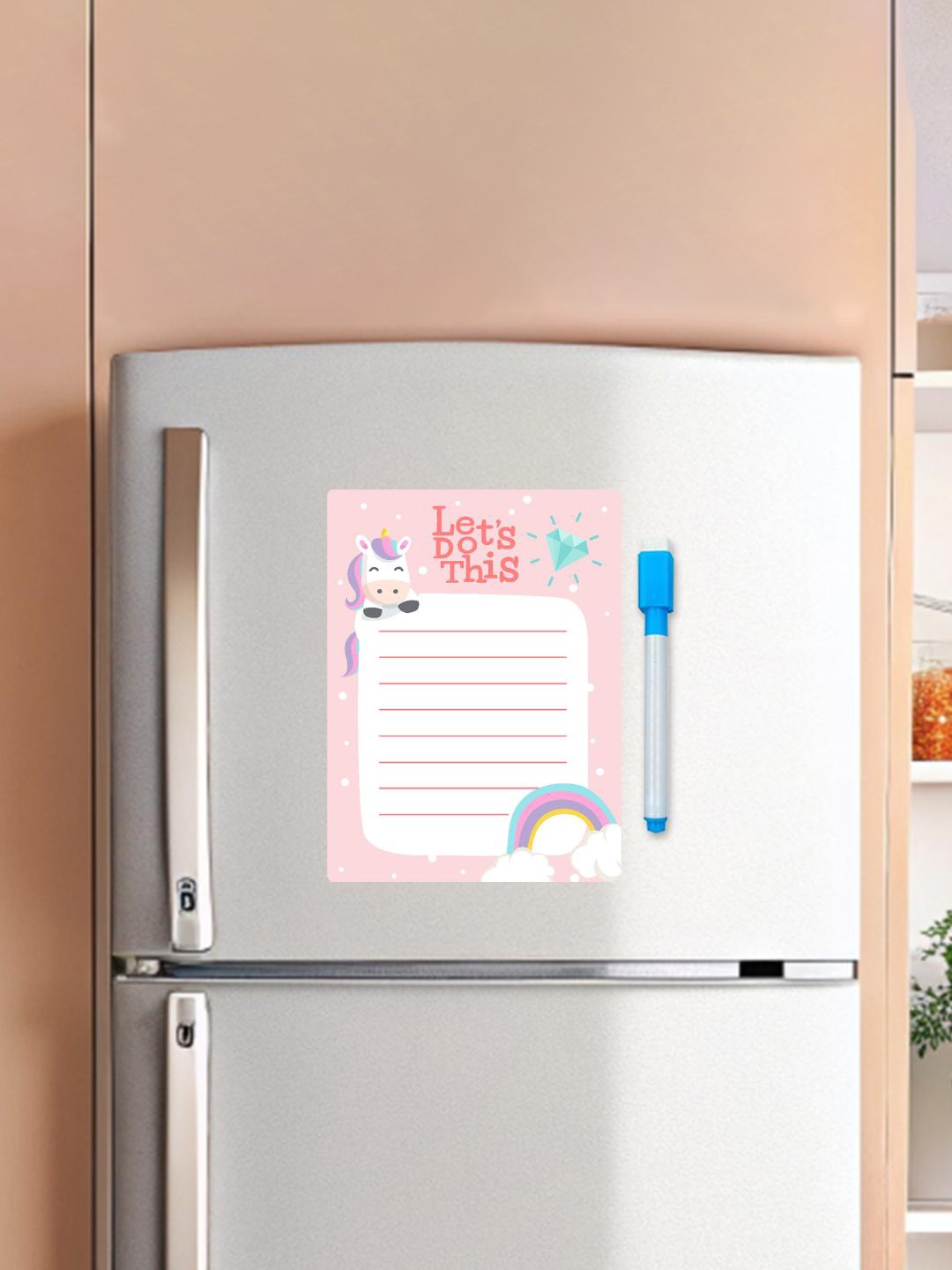 

CVANU White & Pink Printed Fridge Magnetic Sticker