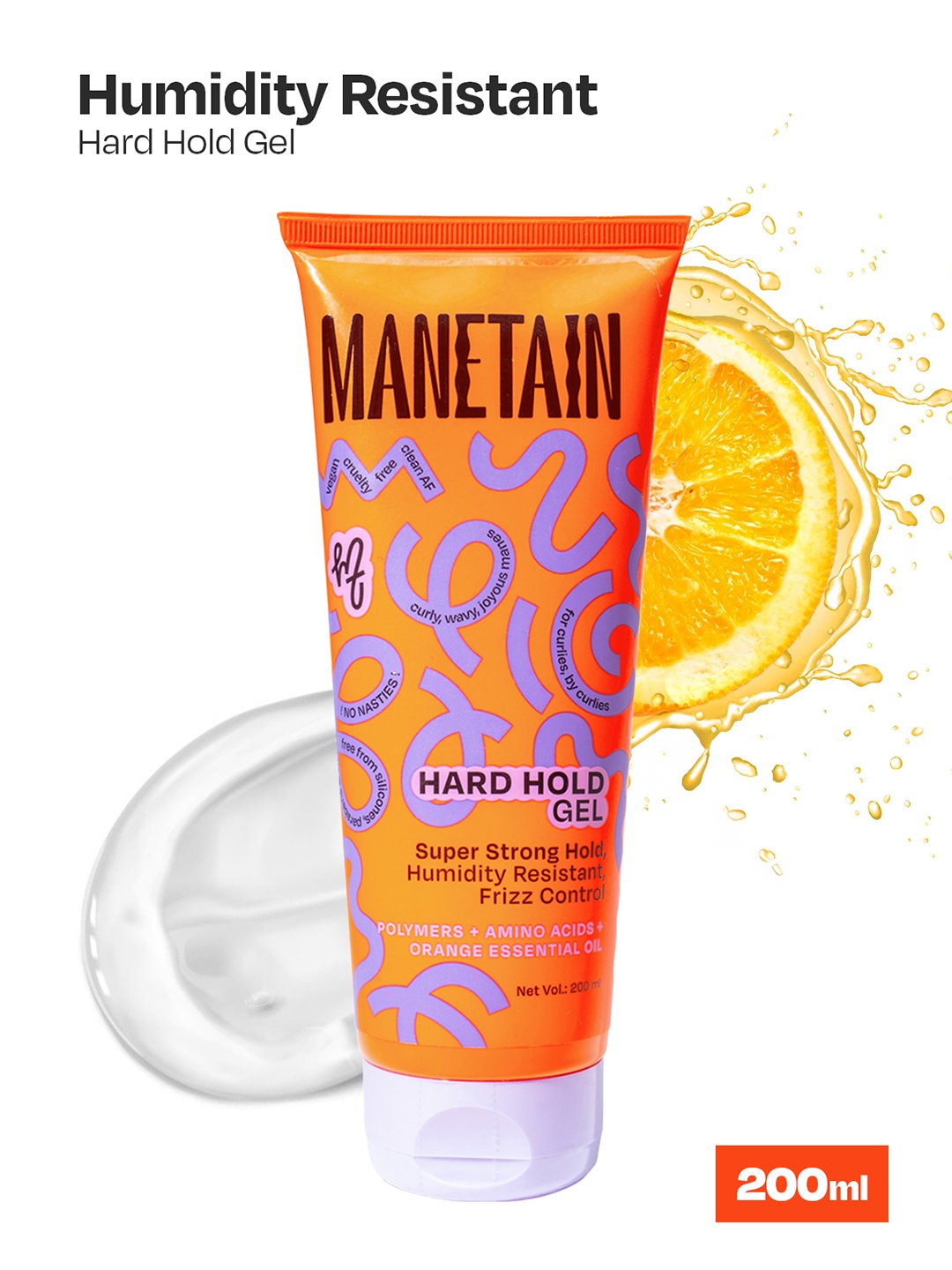 

MANETAIN Frizz Control Hard Hold Gel - 200 ml, Orange