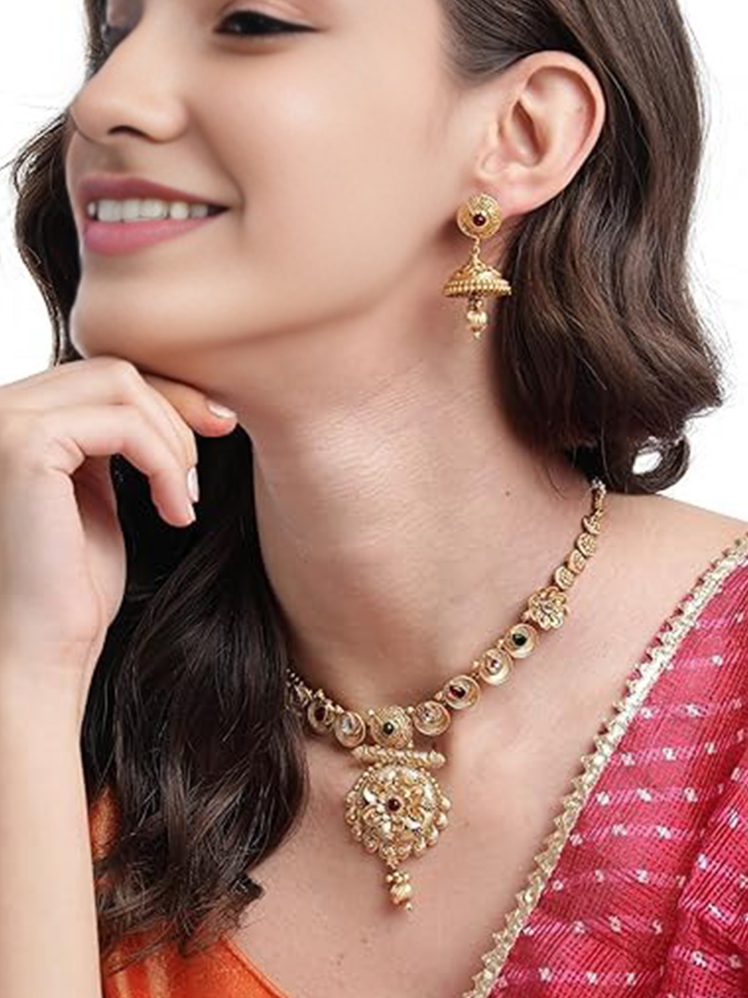 

MANSIYAORANGE Matte Gold-Plated Jewellery Set