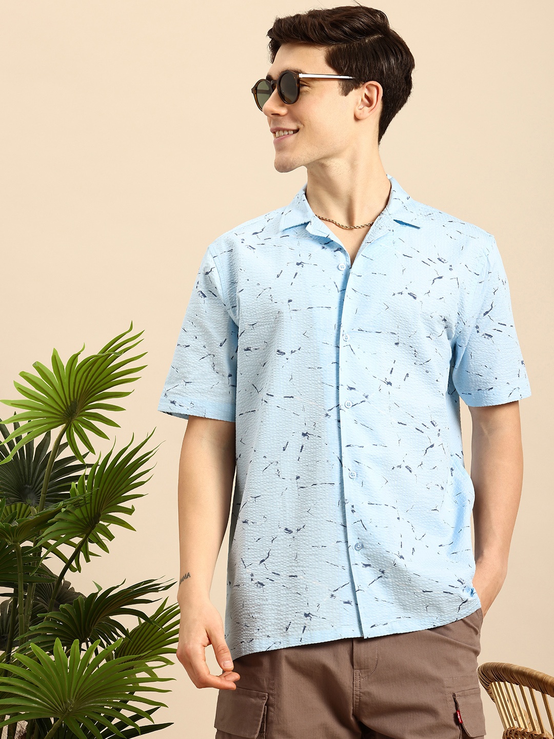 

Mast & Harbour Men Comfort Striped Casual Shirt, Blue