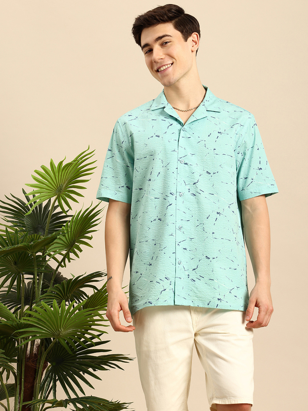

Mast & Harbour Men Comfort Printed Casual Shirt, Green