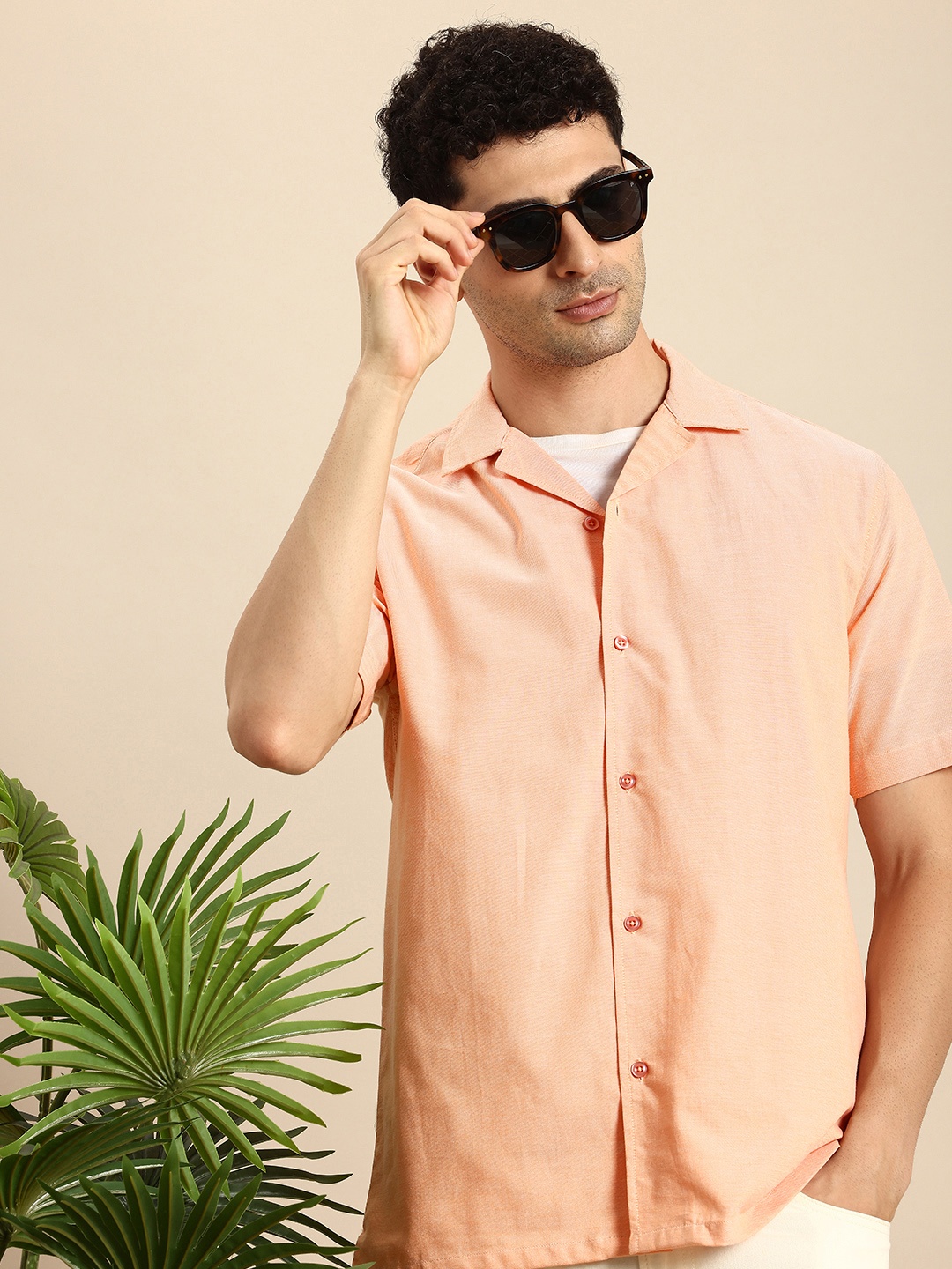 

Mast & Harbour Men Comfort Pure Cotton Casual Shirt, Orange