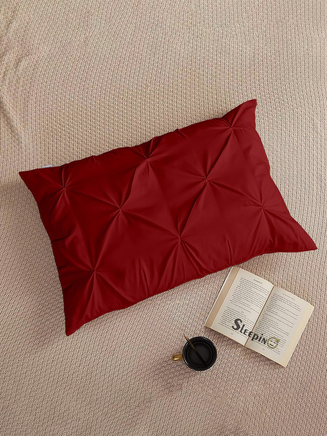 

Sleepino Burgundy 4 Pieces Solid Linen Rectangle Pillow Covers