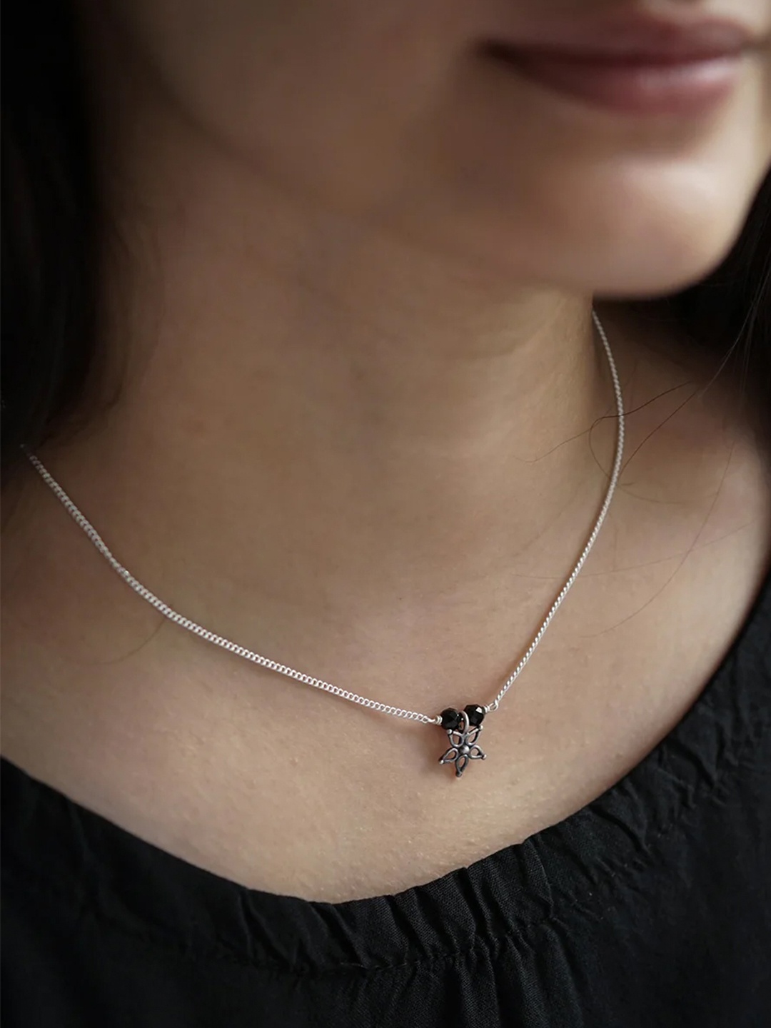 

House of Aadyaa Beaded Silver Mangalsutra