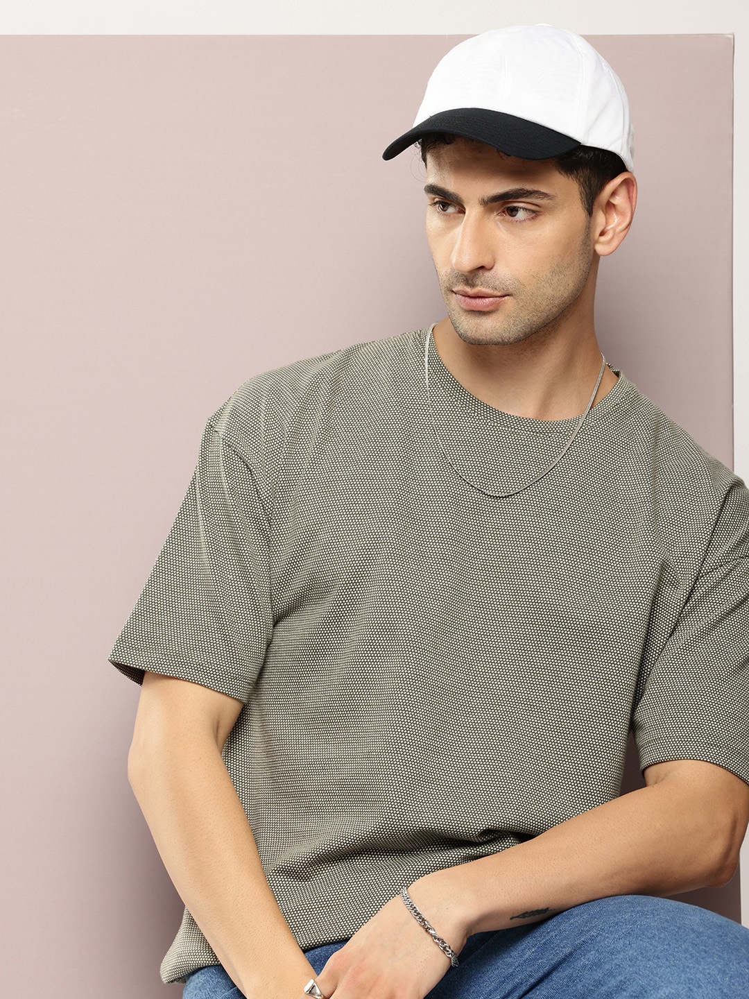 

Kook N Keech Men Drop-Shoulder Sleeves Pure Cotton T-shirt, Grey