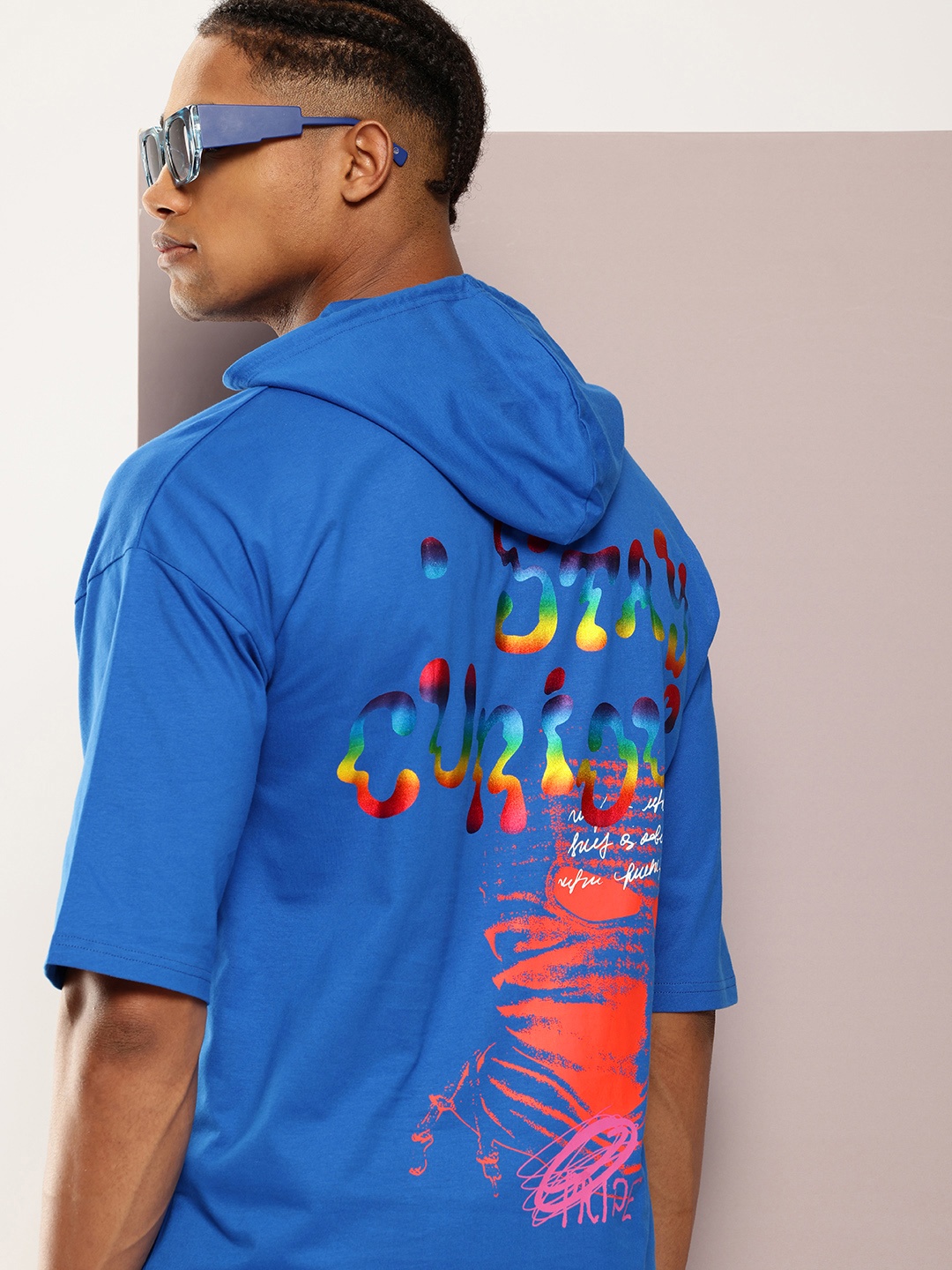 

Kook N Keech Printed Hooded Oversized T-shirt, Blue