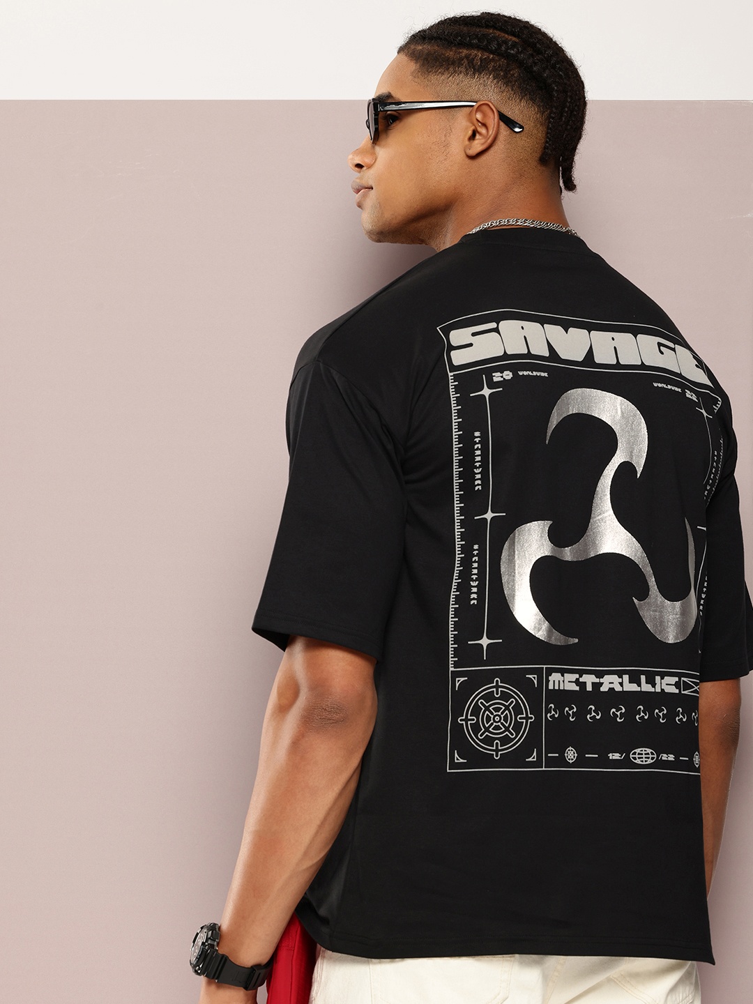 Kook N Keech Men Printed Oversized T-shirt, Black