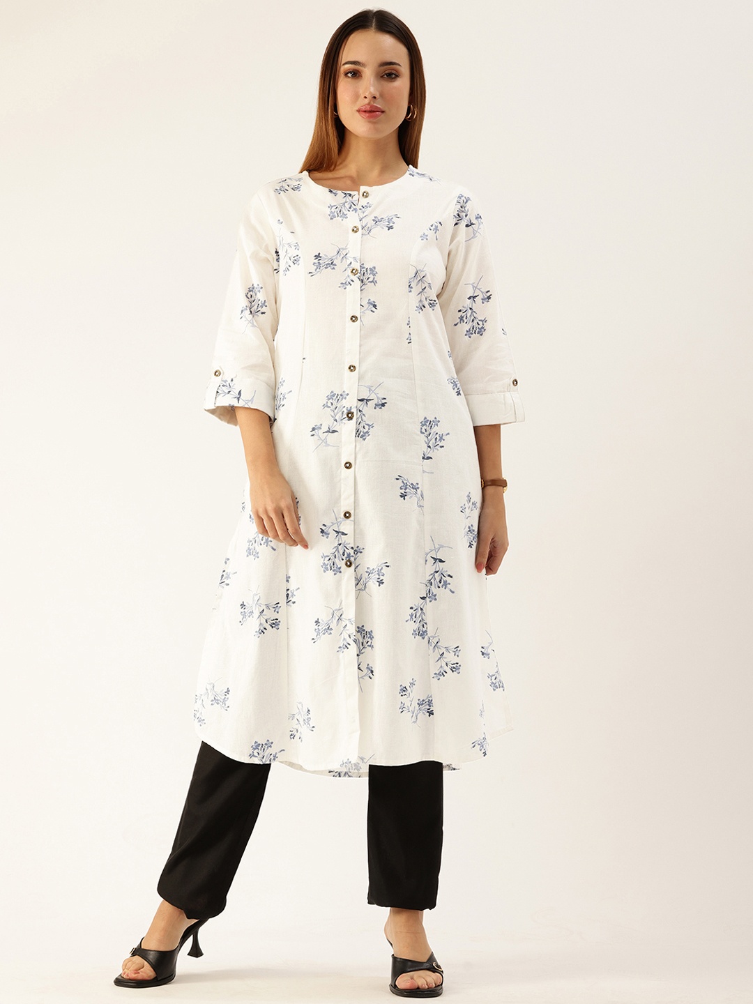 

AMUKTI Floral Printed Cotton Kurta, White