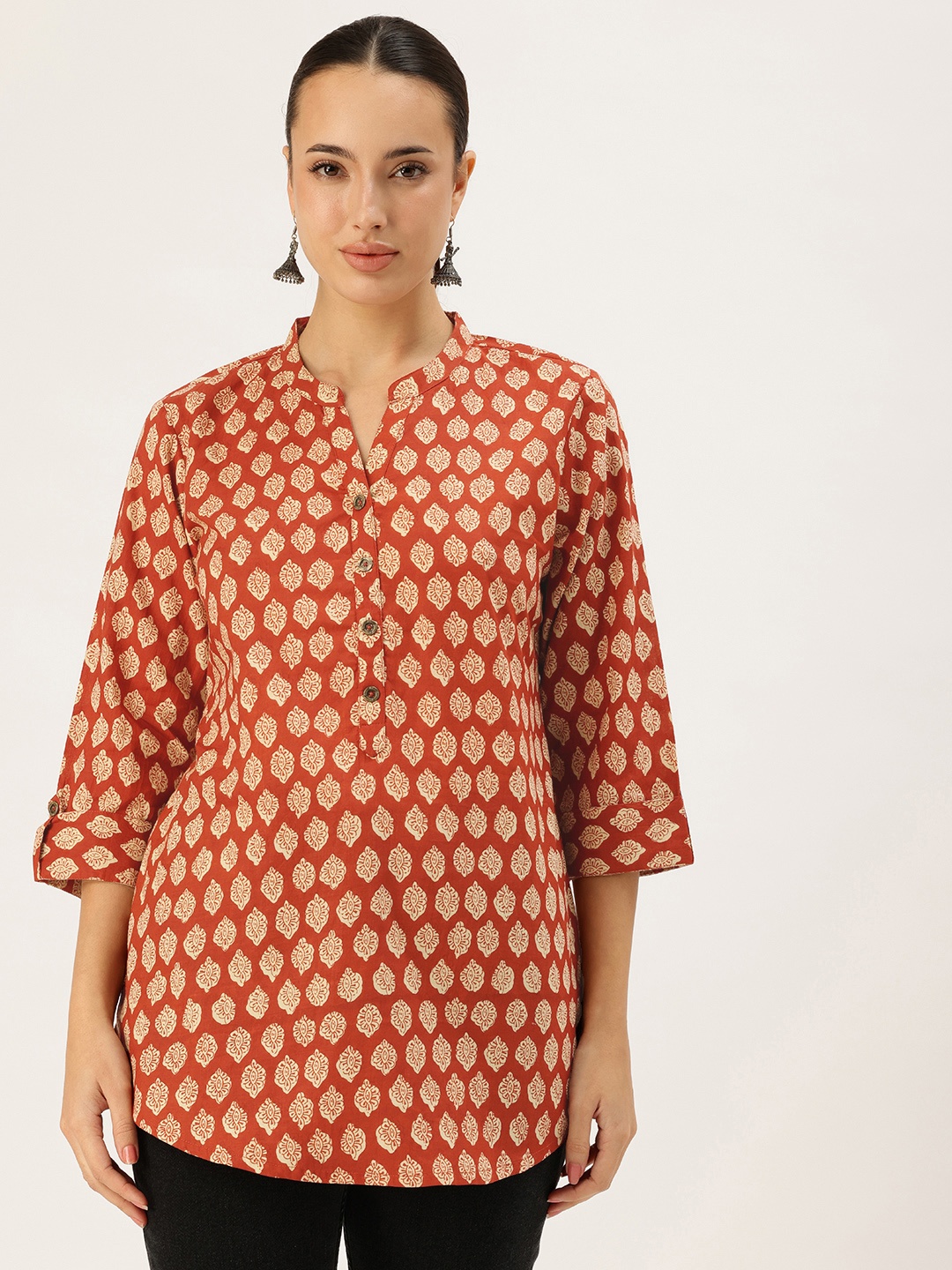 

AMUKTI Ethnic Printed Tunic, Red