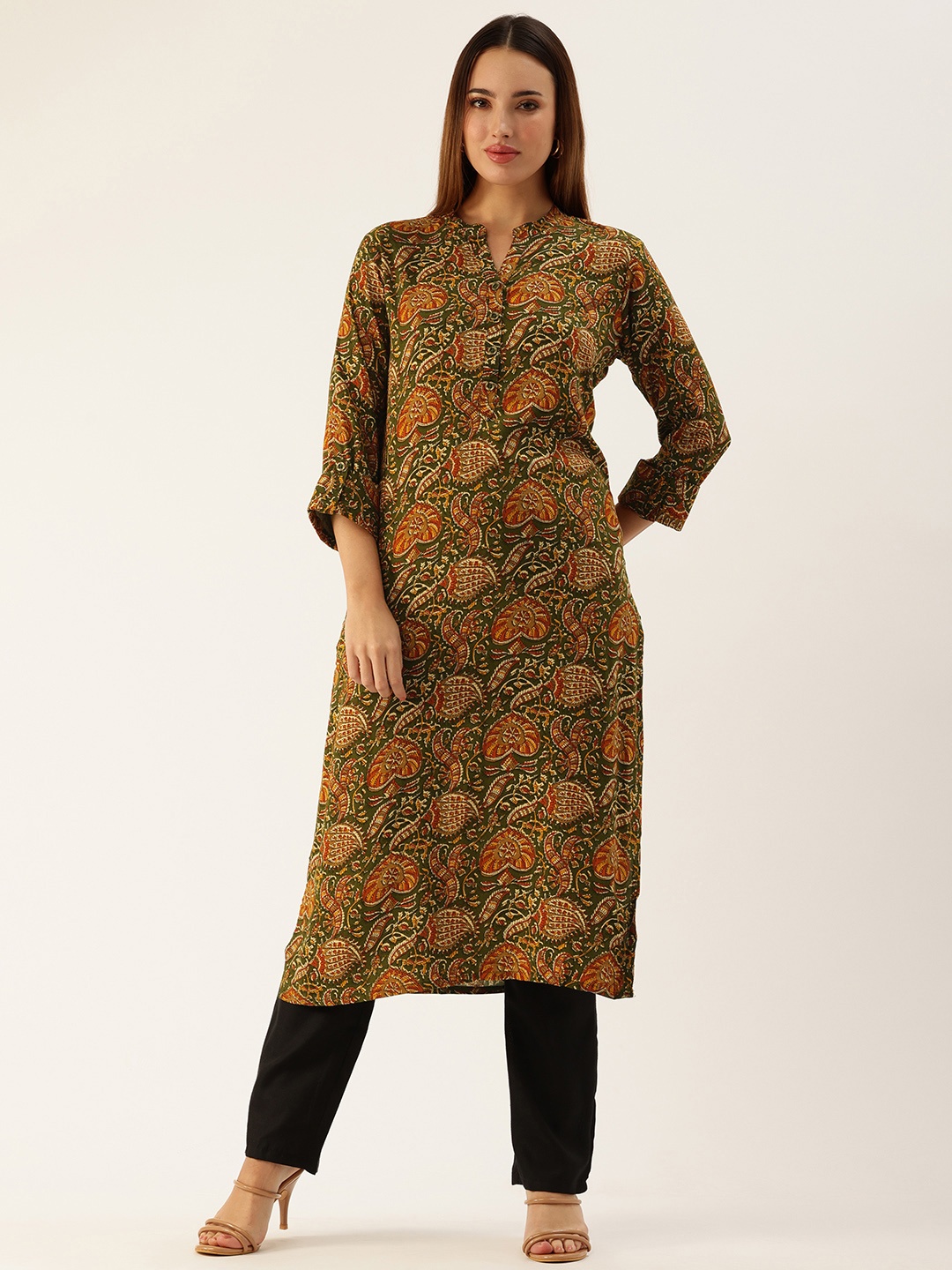 

AMUKTI Ethnic Motifs Printed Kurta, Green