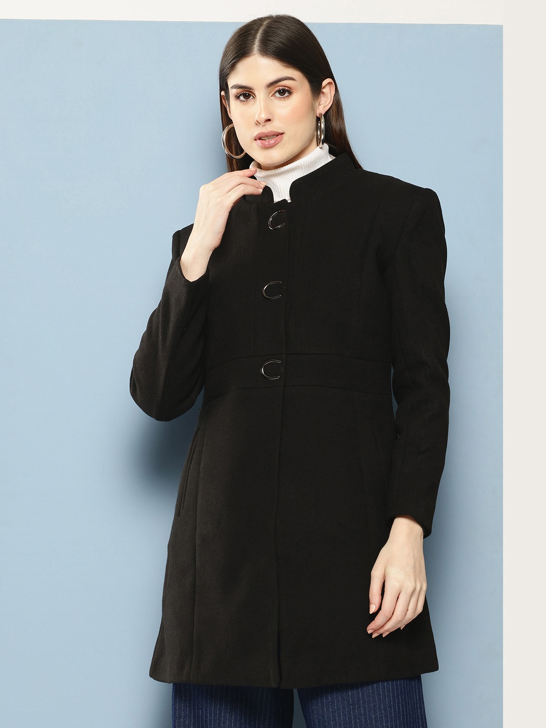 

Chemistry Longline Woollen Coat, Black