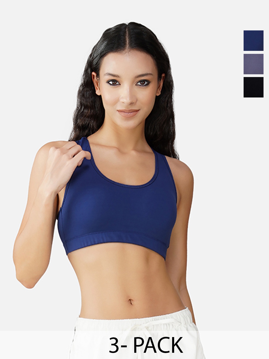 

INGRID Women Breathable Fabric Cotton Everyday Non Wired High Impact Gym Bras, Black