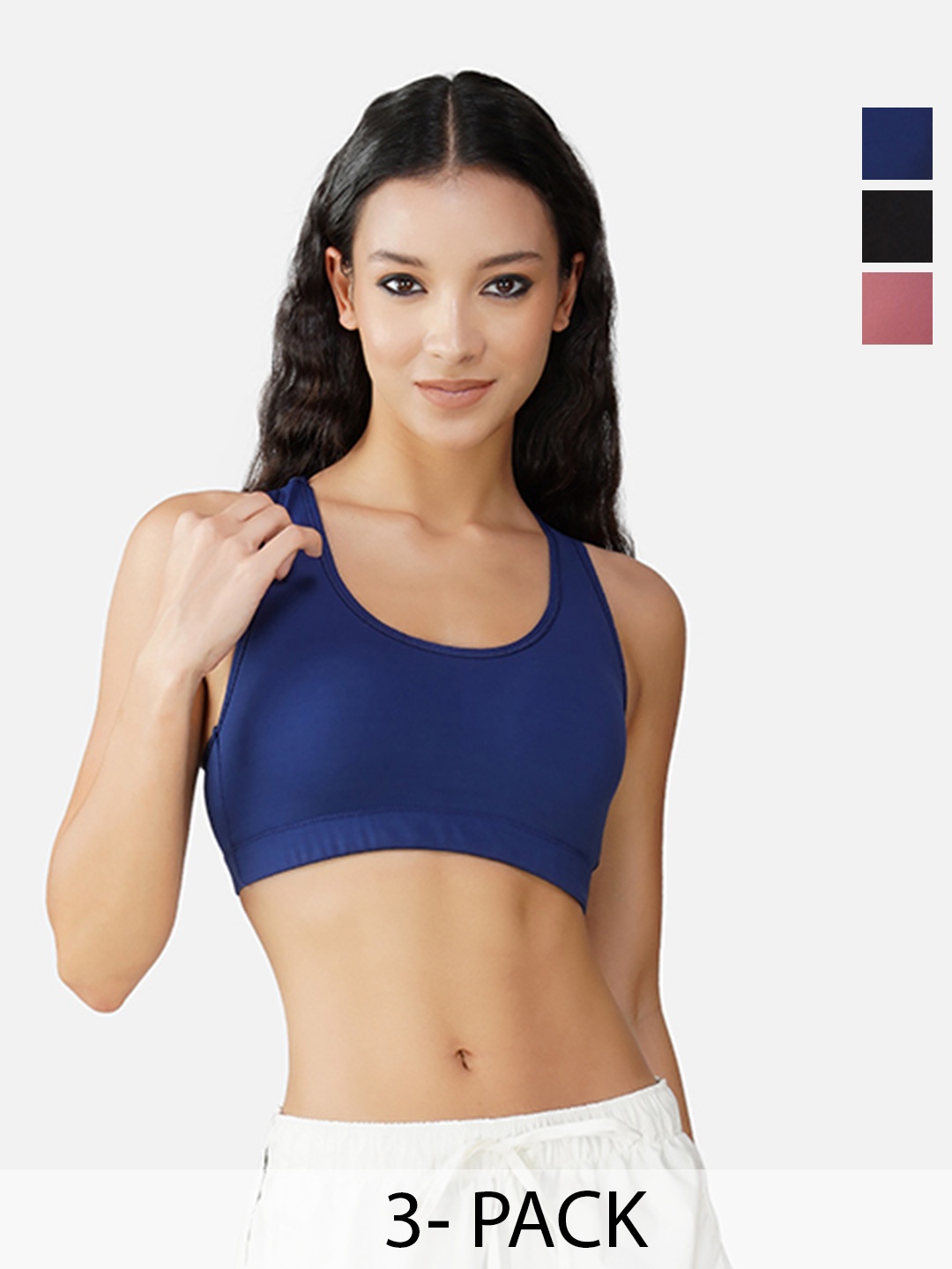 

INGRID Women Breathable Fabric Cotton Everyday Non Wired High Impact Gym Bras, Black