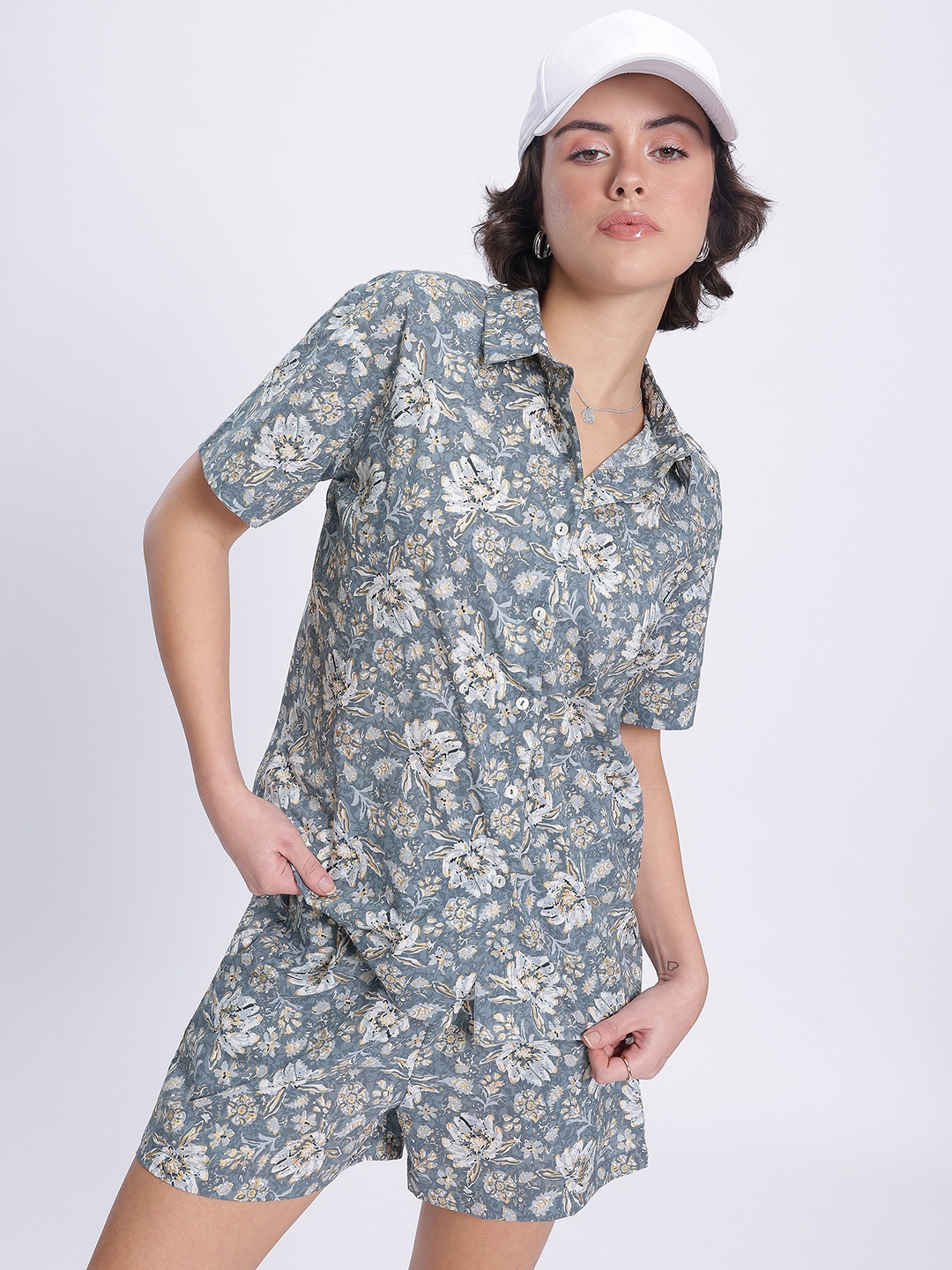 

DressBerry Floral Wonderland Printed Co-Ords, Grey