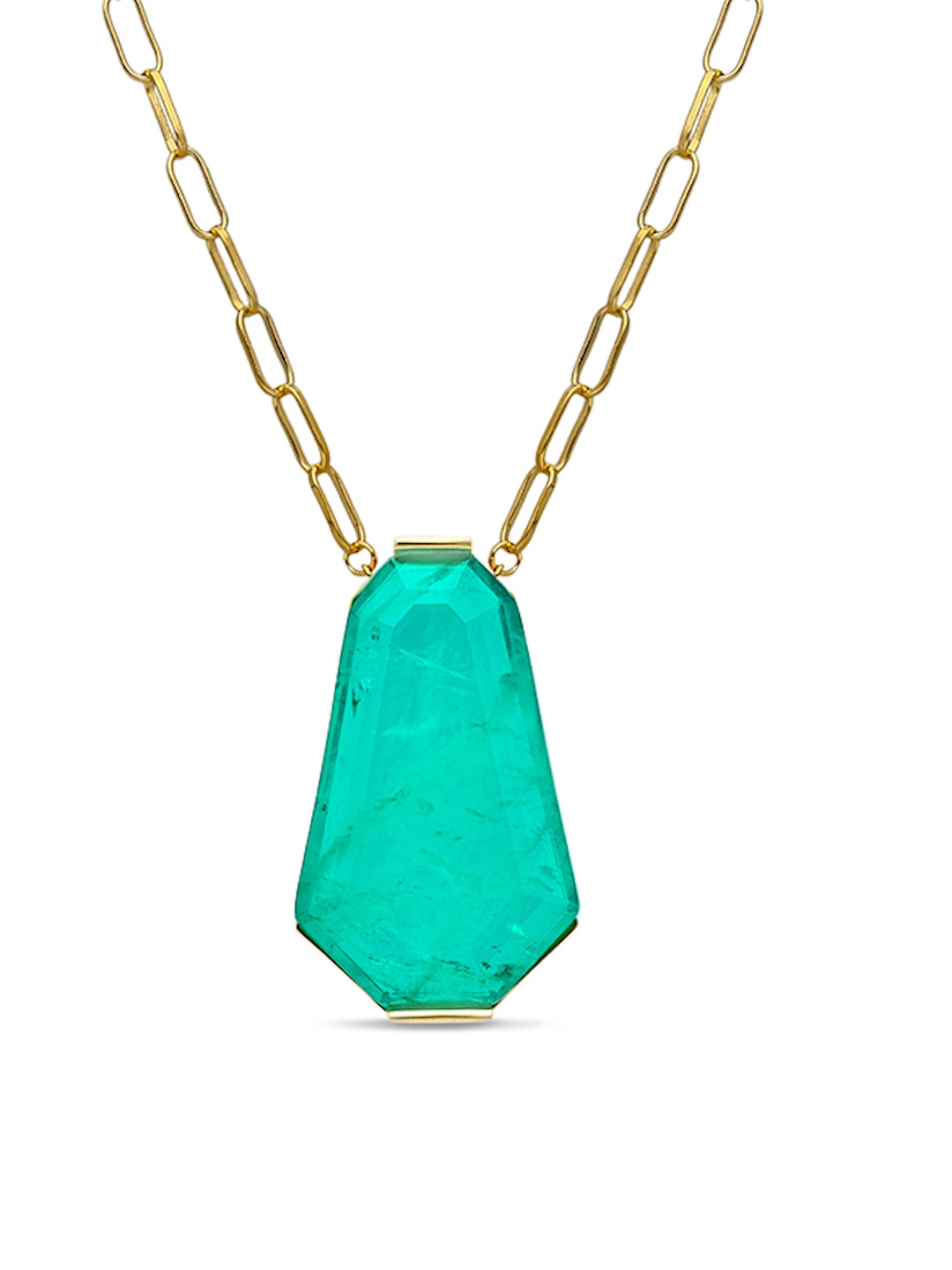 

MISS JO 925 Sterling Silver Gold-Plated Diamond Shaped Stone Studded Pendant with Chain, Green