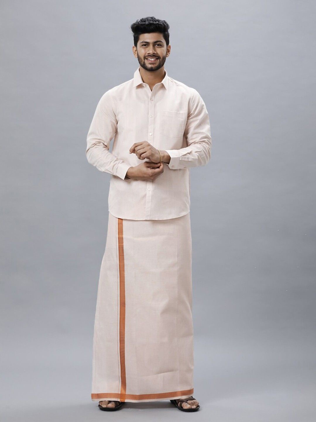 

Ramraj Men Classic Spread Collar Solid Cotton Casual Shirt, Off white