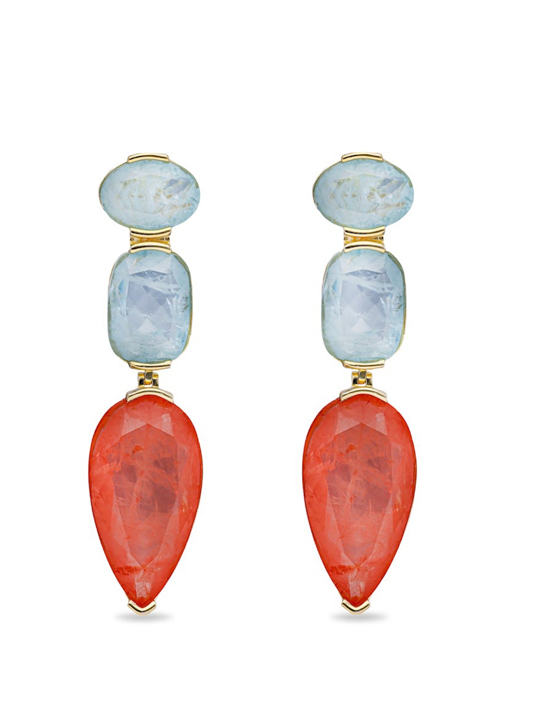 

MISS JO Majestic 92.5 Sterling Silver Gold-Plated Contemporary Drop Earrings, Coral