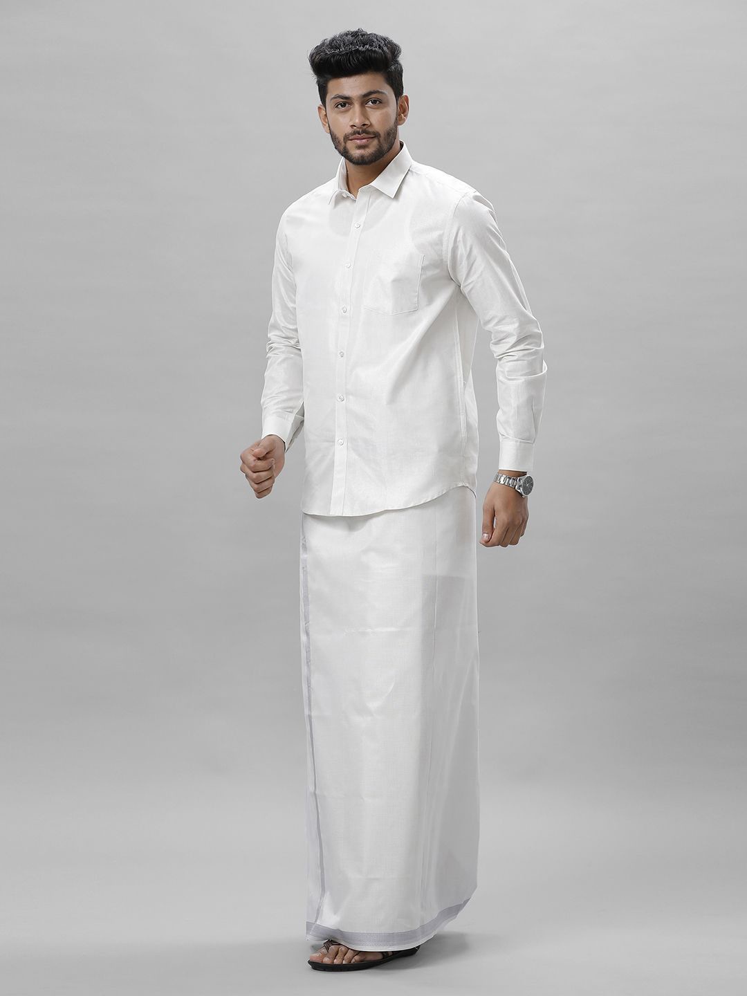 

Ramraj Men Classic Spread Collar Solid Cotton Casual Shirt, White