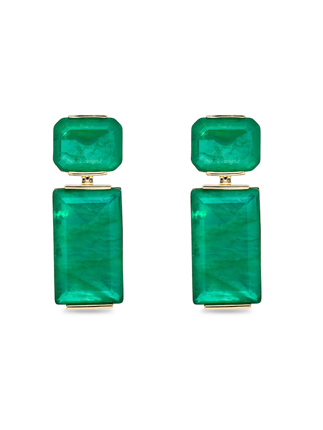 

MISS JO 92.5 Sterling Silver Gold-Plated Contemporary Drop Earrings, Green