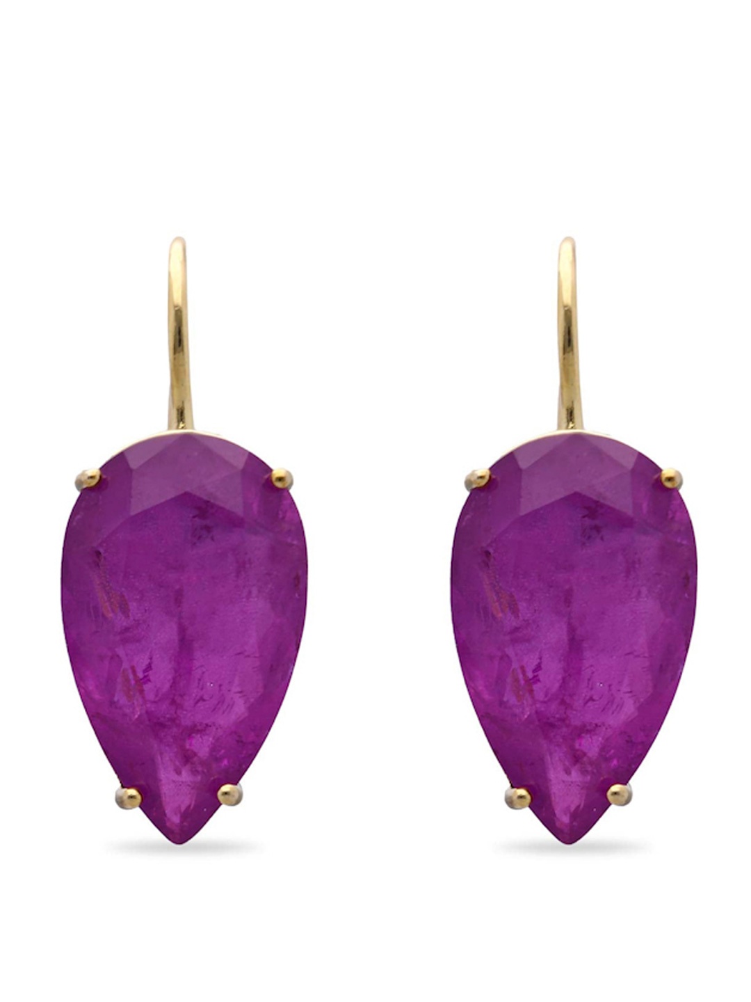 

MISS JO Majesty 92.5 Sterling Silver Gold-Plated Contemporary Drop Earrings, Purple
