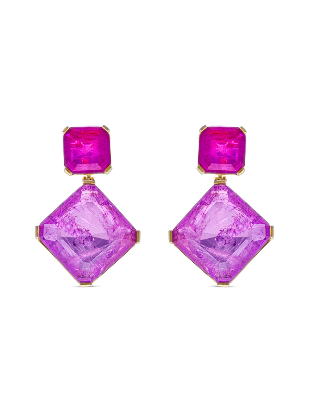 

MISS JO Gold-Plated 925 Sterling Silver Persian Square Cascade Stone Studded Drop Earrings