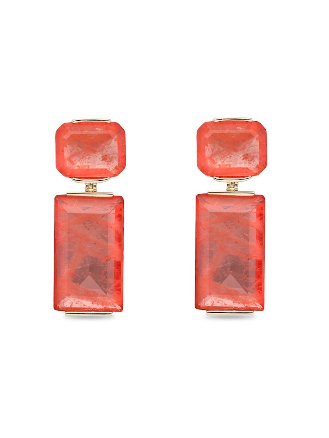 

MISS JO 92.5 Sterling Silver Gold-Plated Contemporary Drop Earrings, Orange