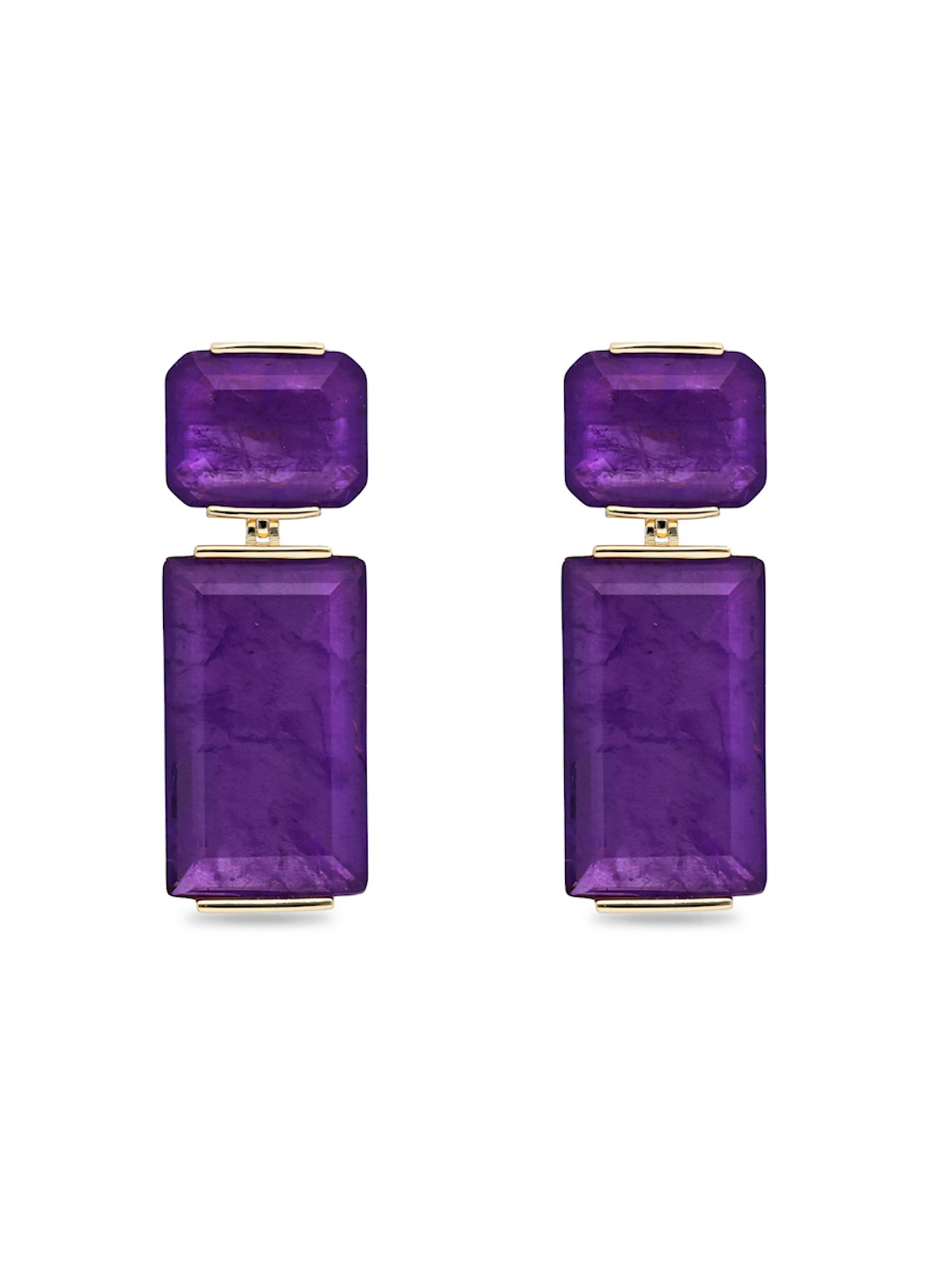 

MISS JO 92.5 Sterling Silver Gold-Plated Contemporary Drop Earrings, Purple