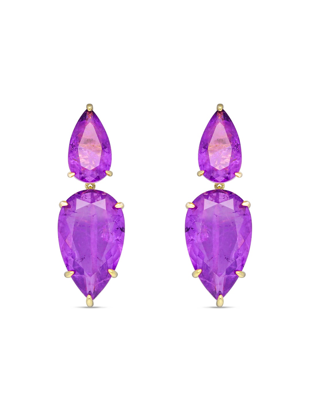 

MISS JO Gold-Plated 925 Sterling Silver Amethyst Aurora Stone Studded Drop Earrings