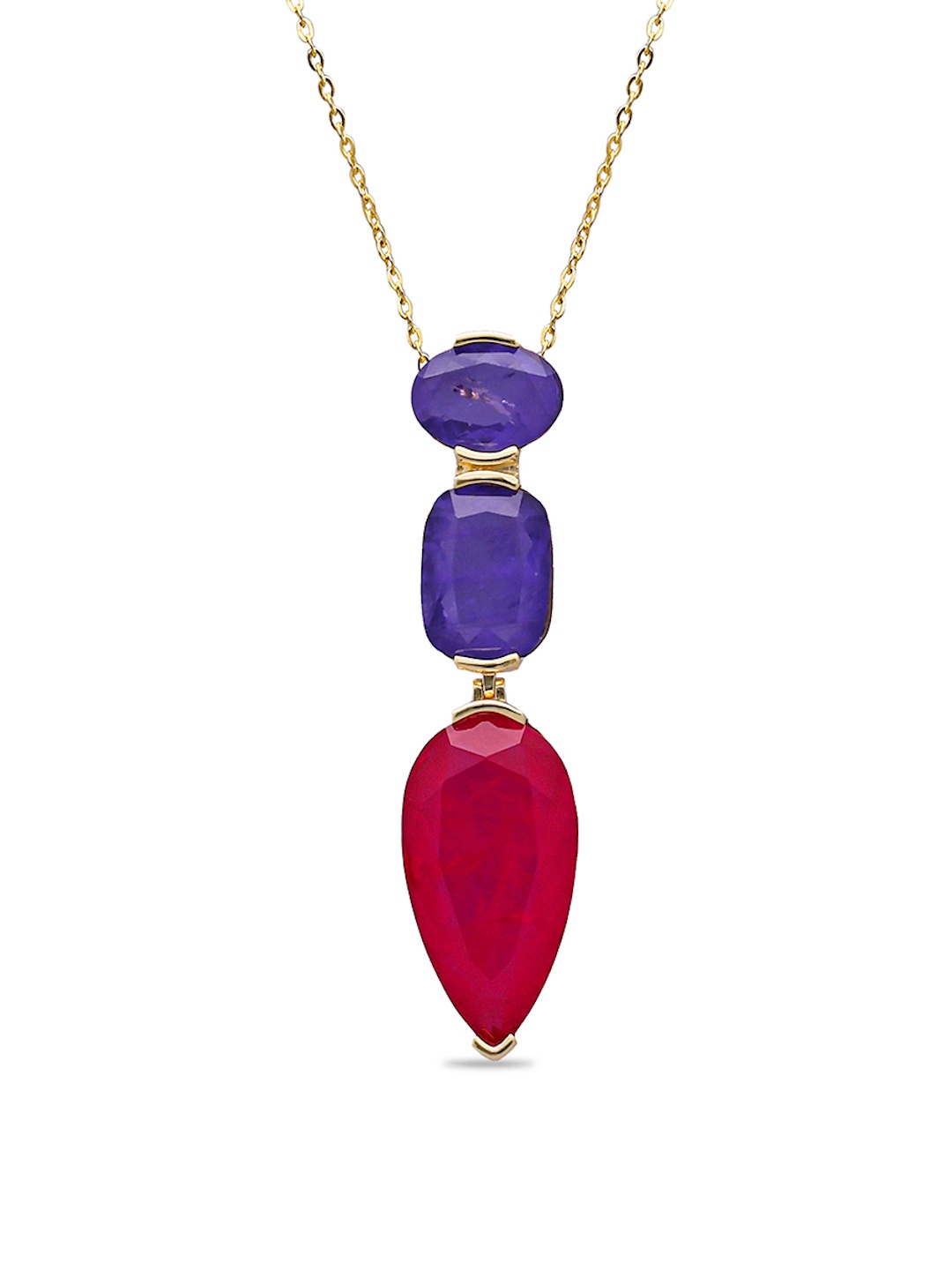 

MISS JO 925 Sterling Silver Gold Plated Stone Studded Pendant With Chain