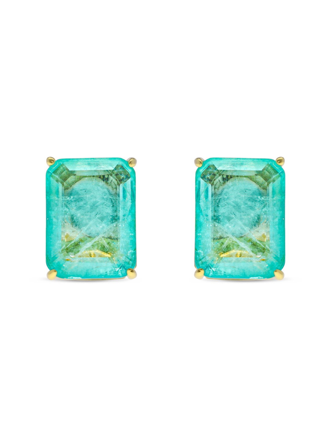 

MISS JO 92.5 Sterling Silver Gold-Plated Contemporary Studs Earrings, Green
