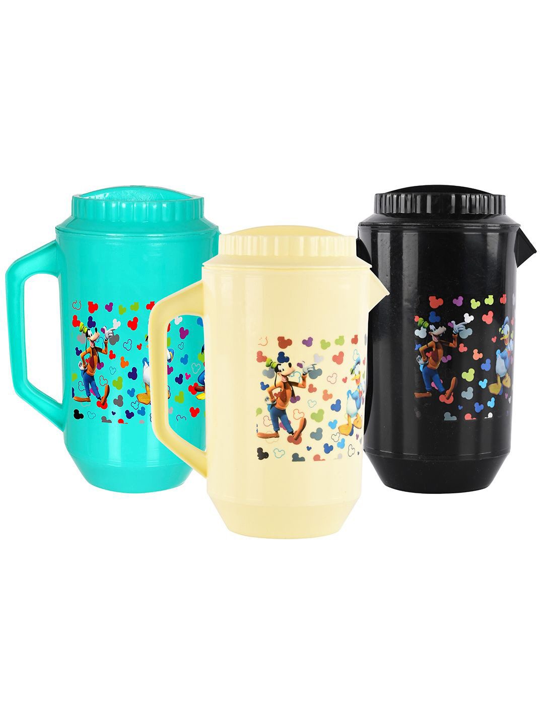

Kuber Industries Black & Cream 3 Pieces Disney Printed Water Jugs 2 L Each