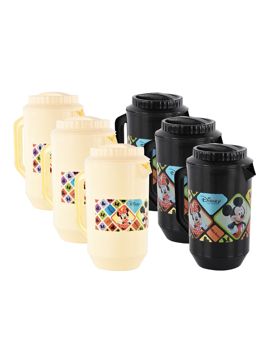 

Kuber Industries Black & Cream 6 Pieces Disney Printed Water Jugs 2 L Each