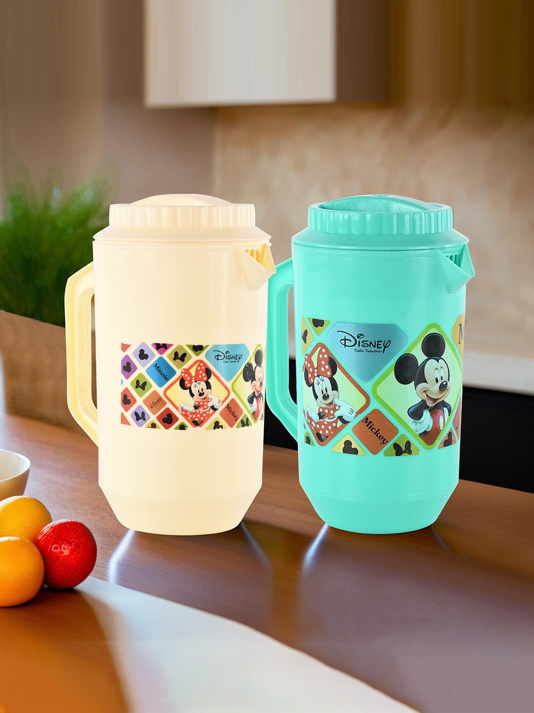 

Kuber Industries Cream & Green 2 Pieces Disney Printed Water Jugs 2 L Each