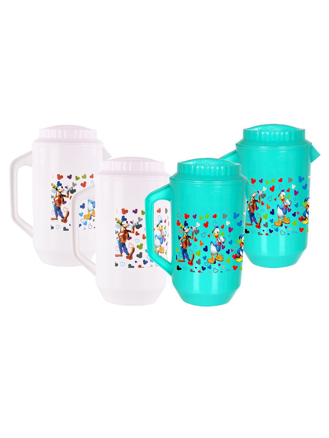 

Kuber Industries White & Green 4 Pieces Disney Printed Water Jugs 2 L Each