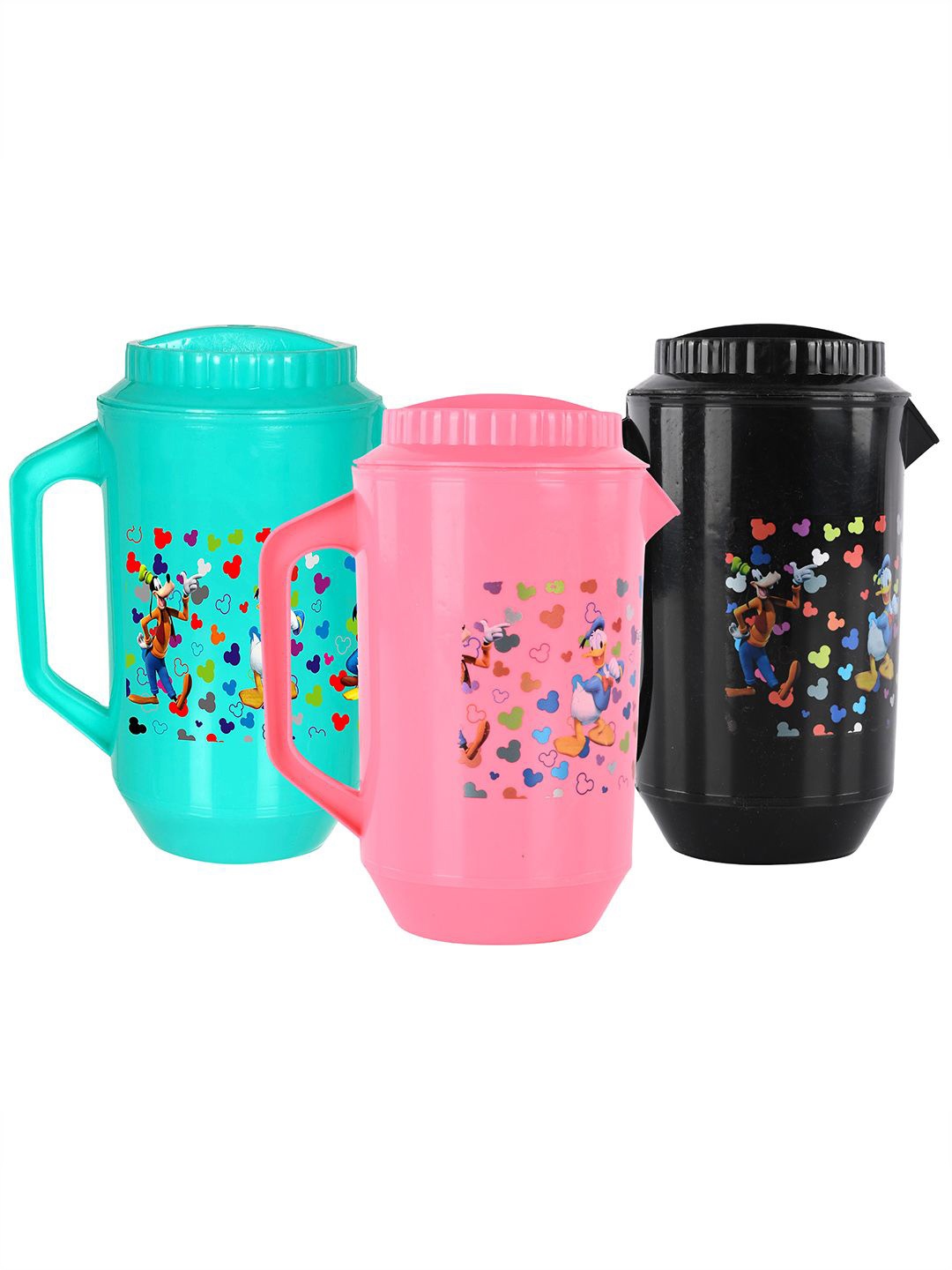 

Kuber Industries Black & Green 3 Pieces Disney Printed Water Jugs 2 L Each