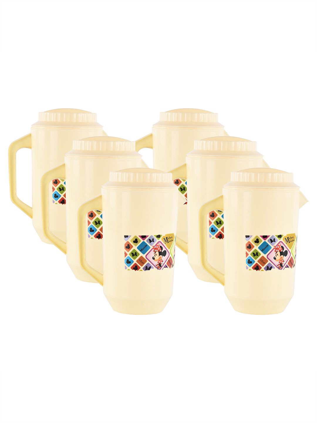 

Kuber Industries Cream 6 Pieces Disney Printed Water Jugs 2 L Each