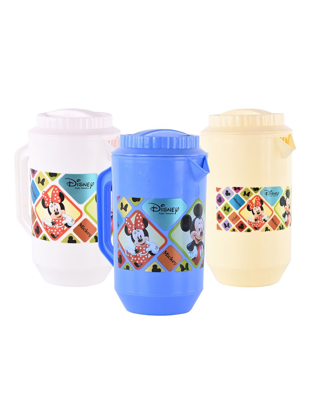 

Kuber Industries White & Blue 3 Pieces Disney Printed Water Jugs 2 L Each