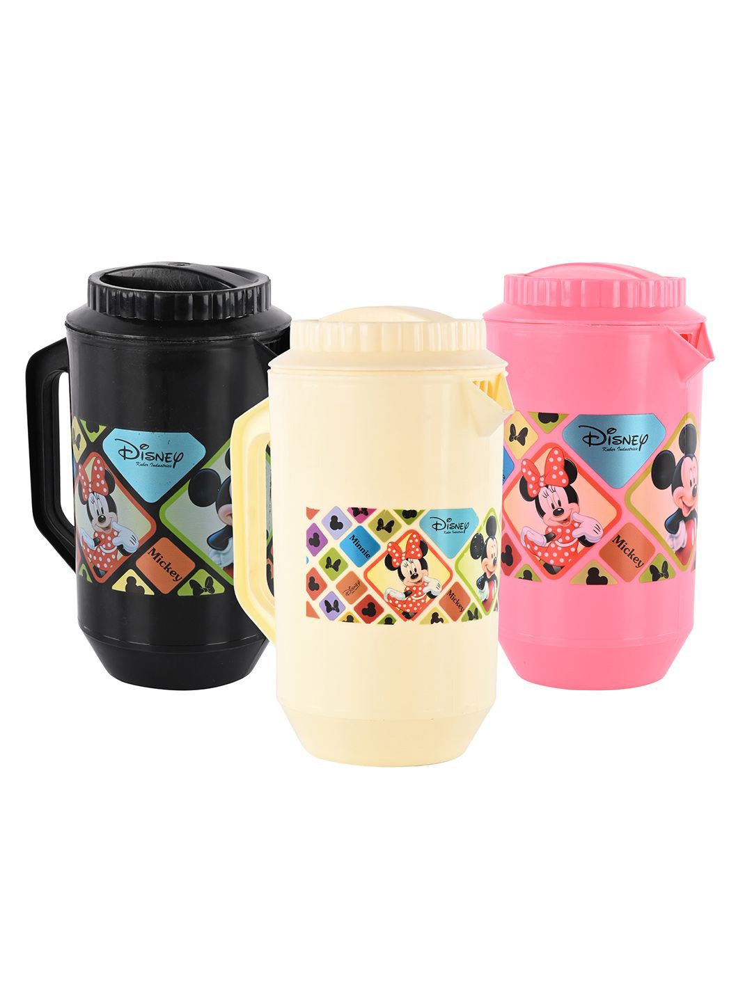 

Kuber Industries Black & Cream 3 Pieces Disney Printed Water Jugs 2 l