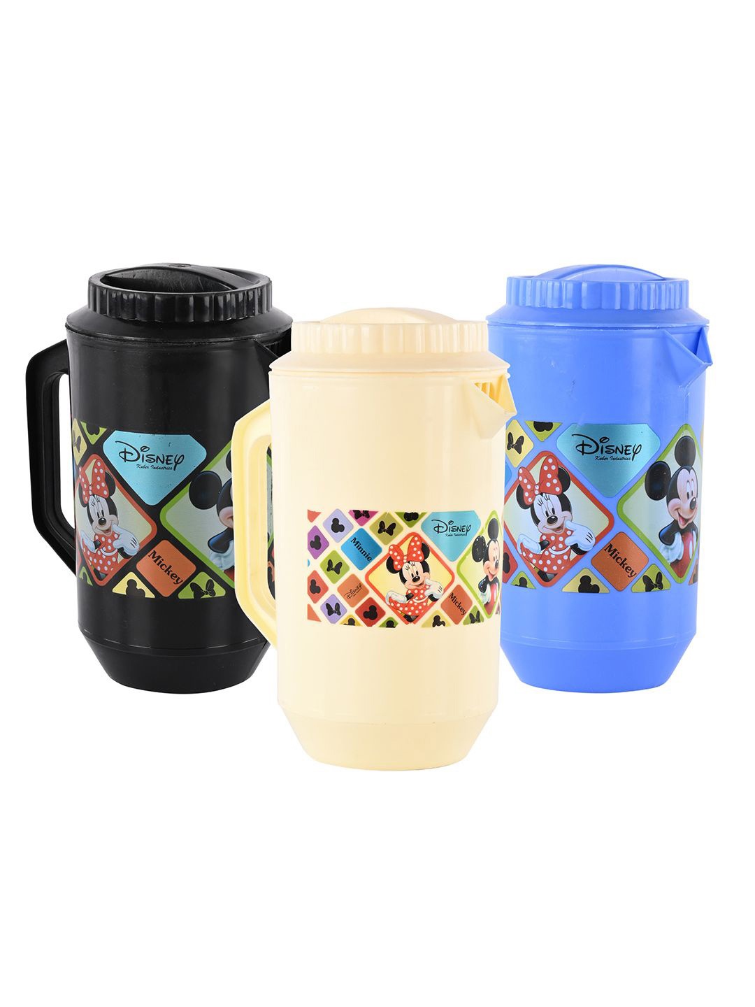 

Kuber Industries Black & Cream 3 Pieces Disney Printed Water Jugs 2 L Each