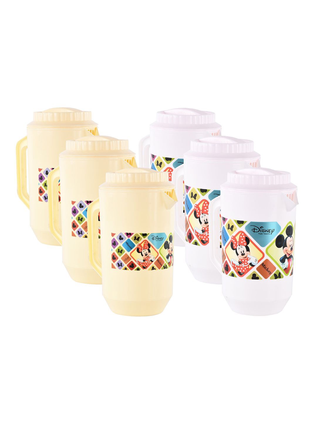 

Kuber Industries White & Cream 6 Pieces Disney Printed Water Jugs 2 l